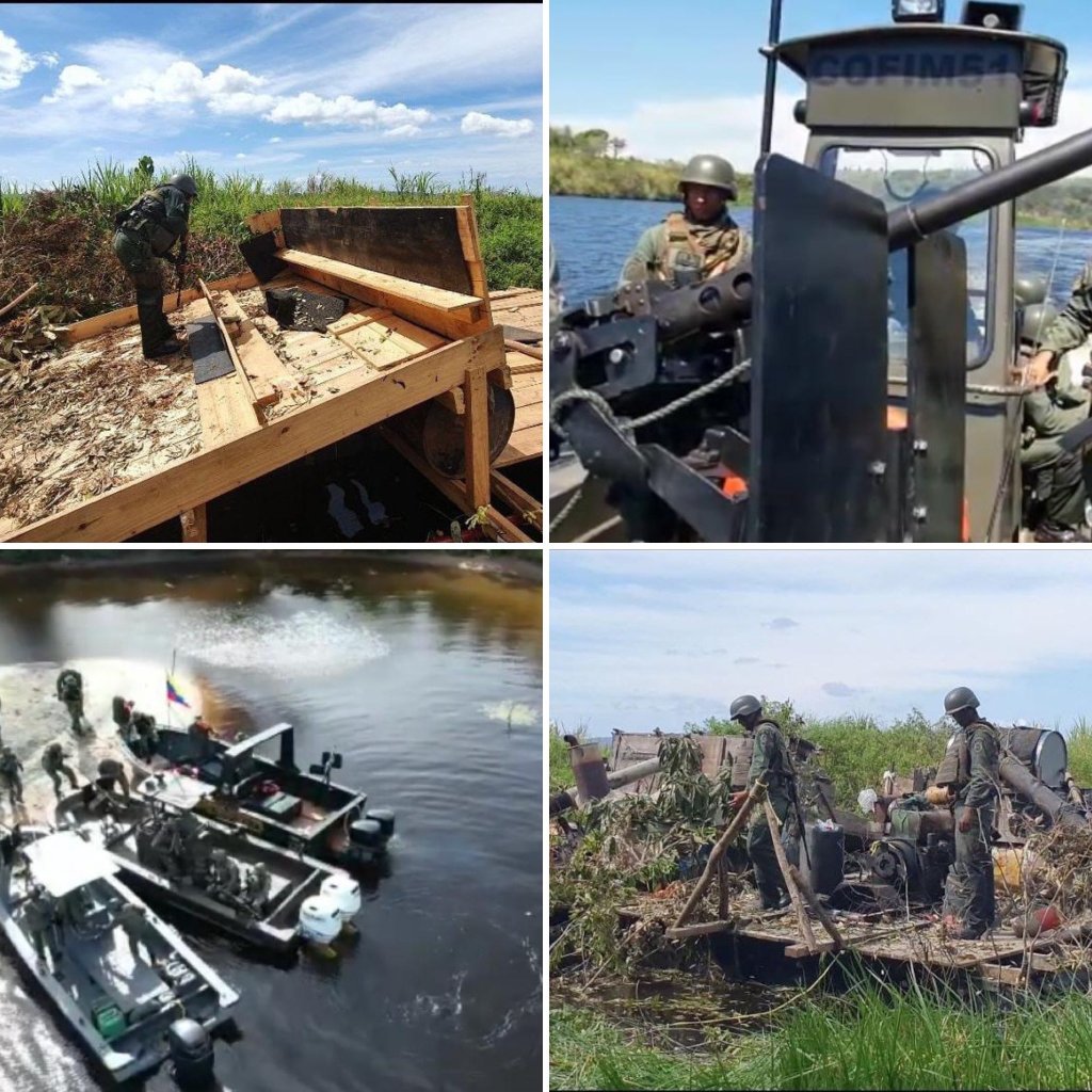 FANB destruyó tres embarcaciones utilizadas para minería&nbsp;ilegal