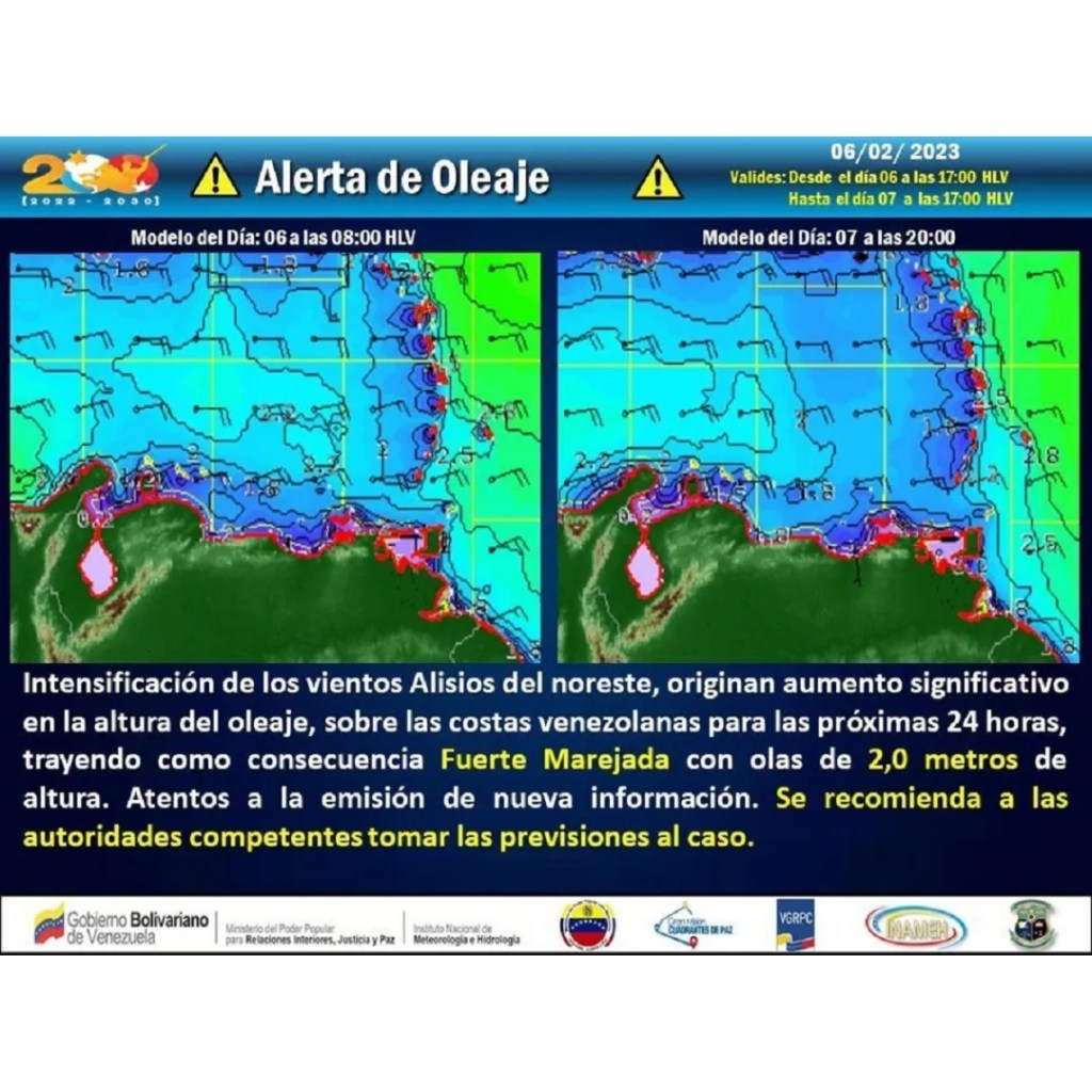 Inameh alerta aumento de oleaje en costa&nbsp;venezolana