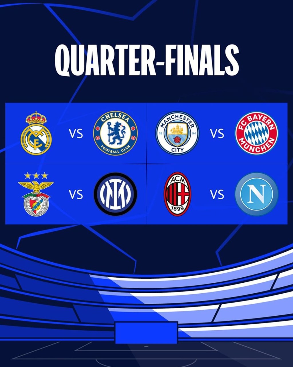 Así quedaron definidos los cuartos de final de la Champions&nbsp;League