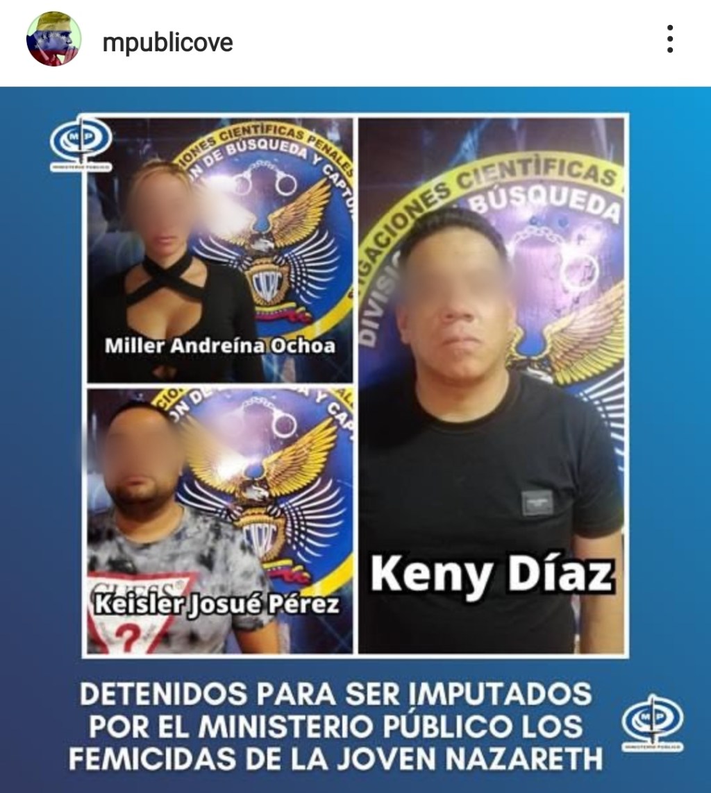 Detenidos tres de los presuntos homicidas de Nazareth&nbsp;Marín