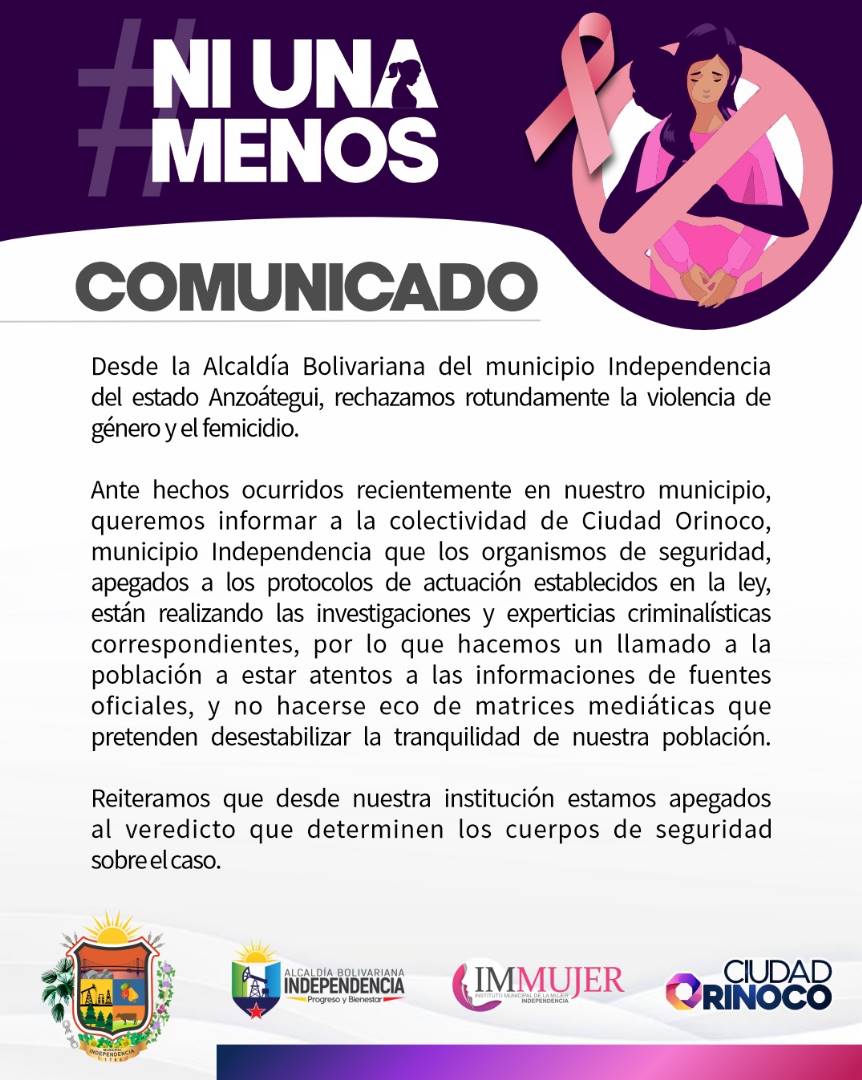Alcaldía de Independencia emite comunicado en rechazo a la violencia de género y&nbsp;femicidio