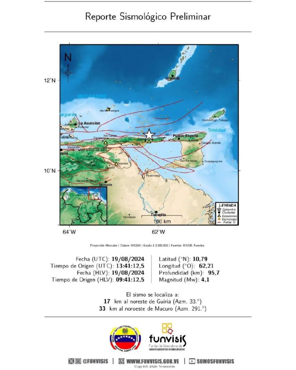 Sismo de magnitud 4.1 se registró este lunes 19 en&nbsp;Sucre