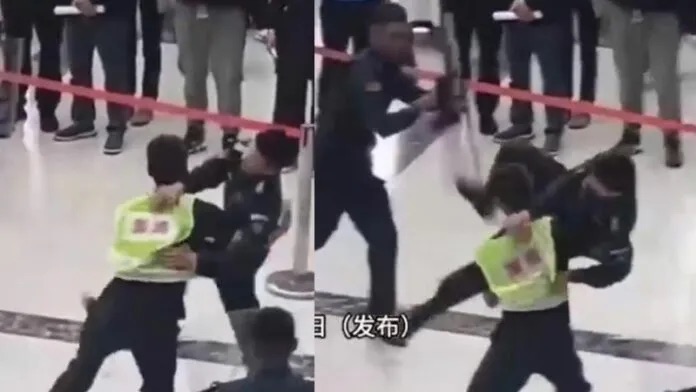 Guardia de seguridad chino es tendencia tras reducir a sujeto con una llave en un&nbsp;hospital