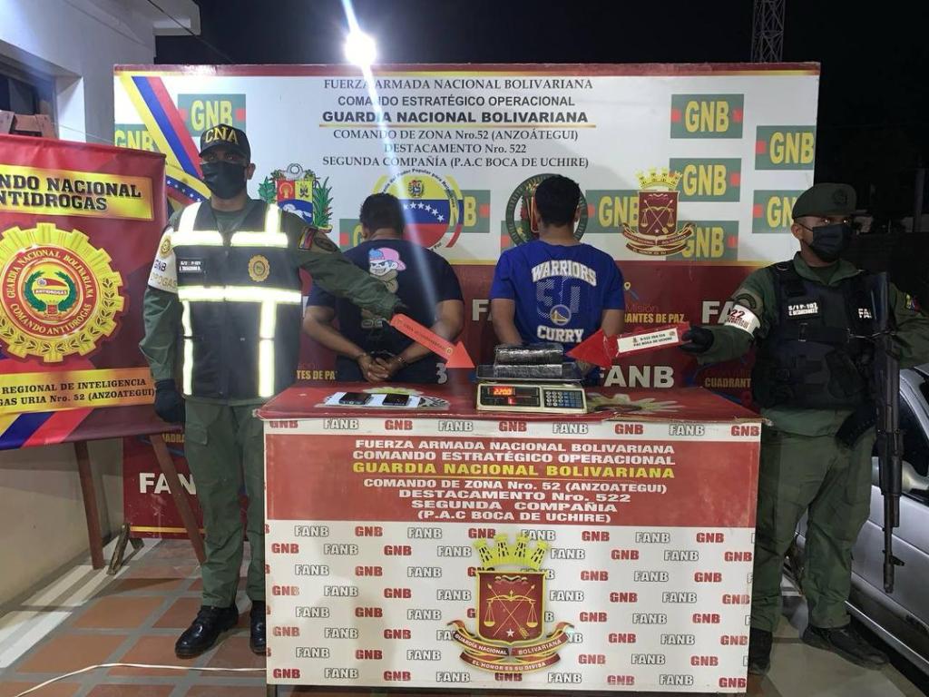 Dos hombres detenidos, le incautaron más de 2 kilos de cocaína en Boca de&nbsp;Uchire