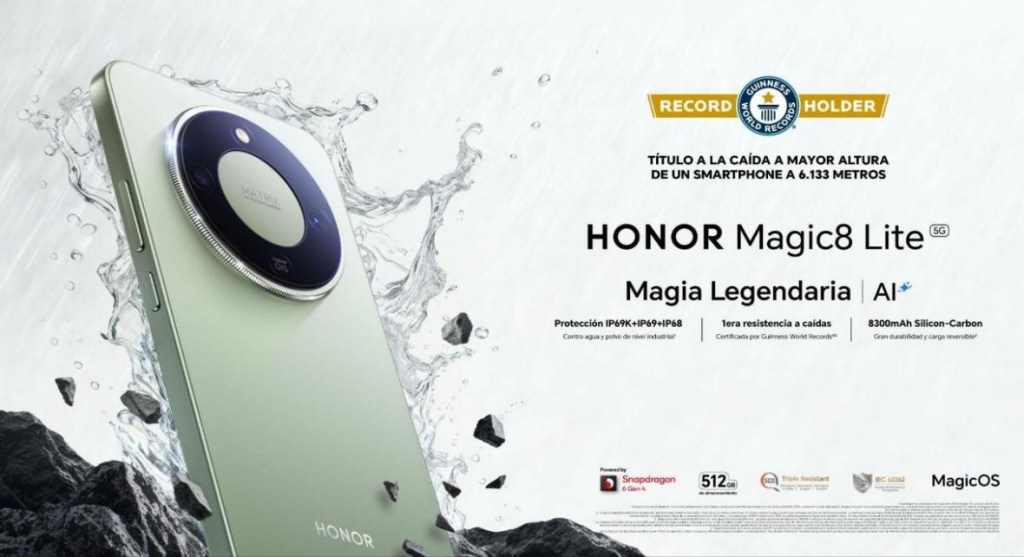 HONOR Magic8 Lite llega a Venezuela: El dispositivo que rompió el Guinness World Records &nbsp;a la caída&nbsp;a mayor altura de un&nbsp;smartphone