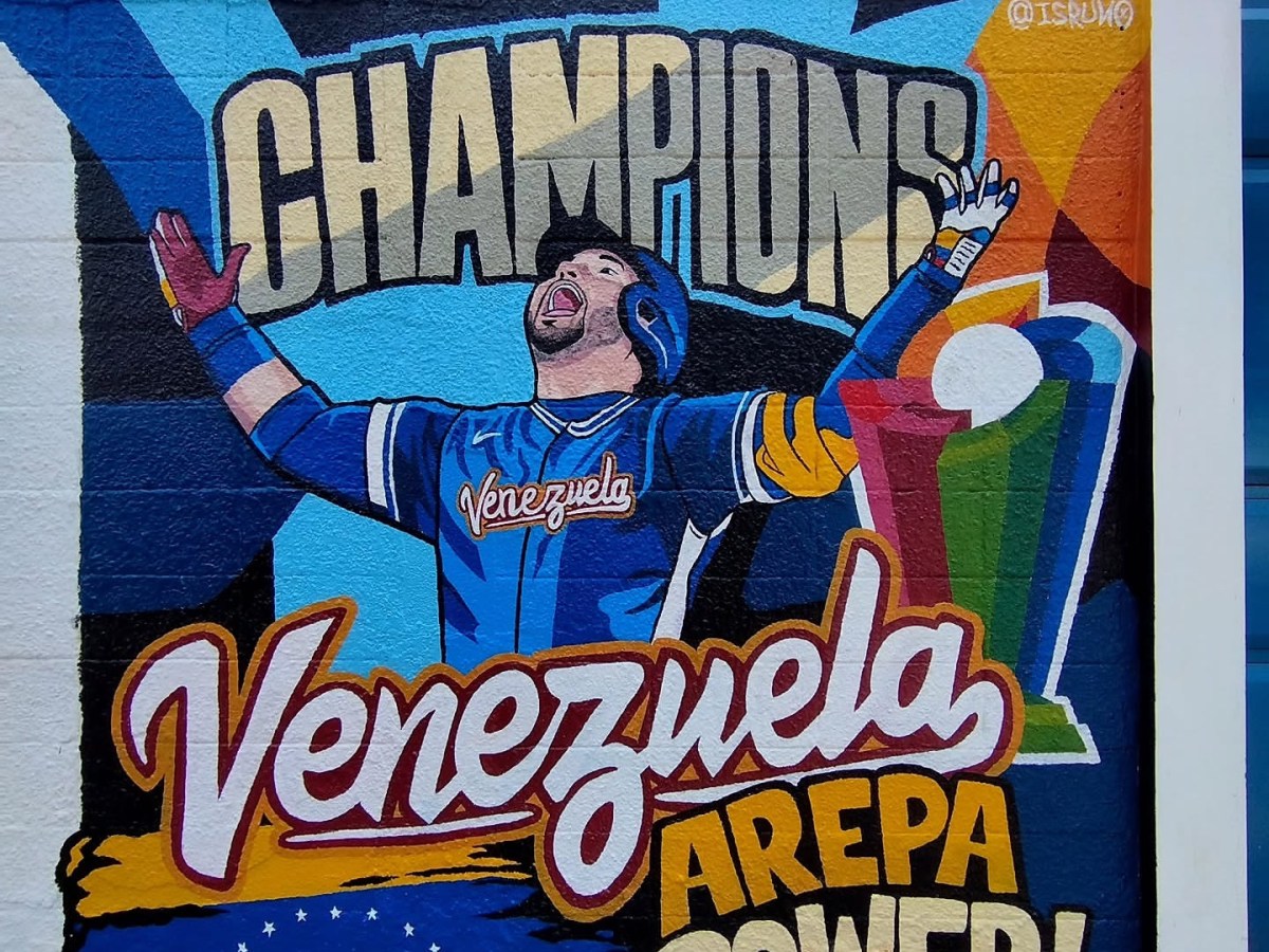 Joven de Barcelona pintó mural en honor a la selección venezolana de&nbsp;béisbol