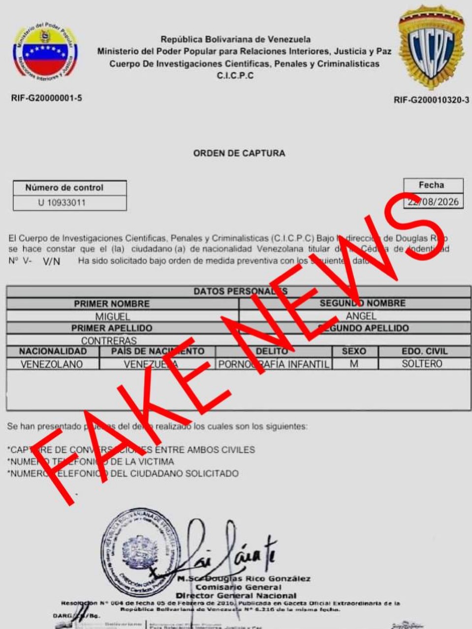 Alertan sobre falsas citaciones del Cicpc utilizadas para&nbsp;extorsionar